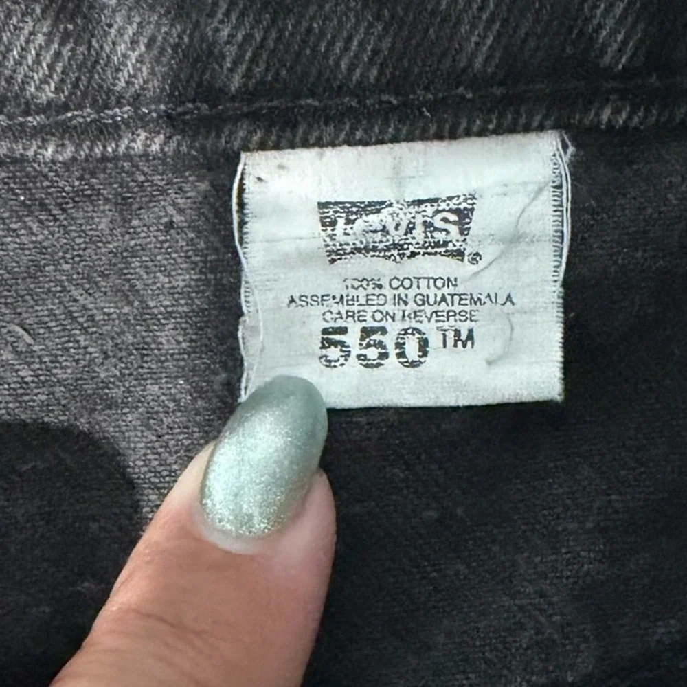 Levis 550 Relaxed Fit Jeans Mens 33x34 Faded Black Orange Tab Vintage Denim